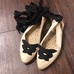 J. crew espadrille Ballerina sandals with ribbons